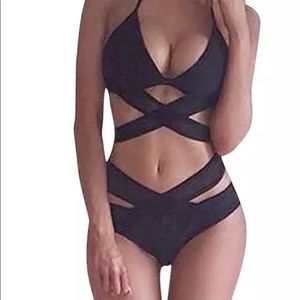 2 Piece Black Bandage Bikini
